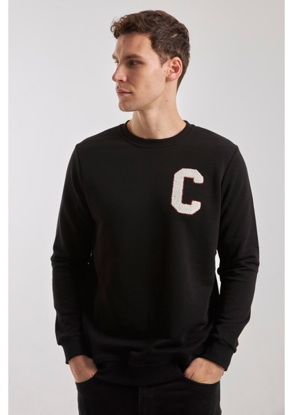 Boston Siyah O-Yaka Sweatshırt