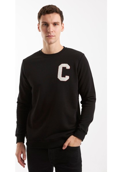 Boston Siyah O-Yaka Sweatshırt