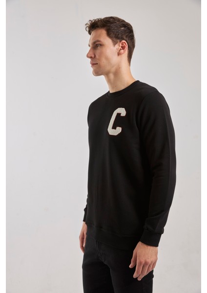 Boston Siyah O-Yaka Sweatshırt