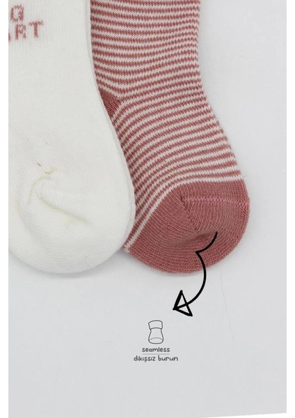 Bfs Bistyle Big Heart Penye Soket Çorap 2'li BS10117 Pudra modelleri