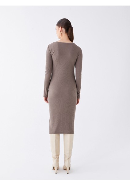 Yeni Sezon Bisiklet Yaka Düz Uzun Kollu Elbise indirimleri