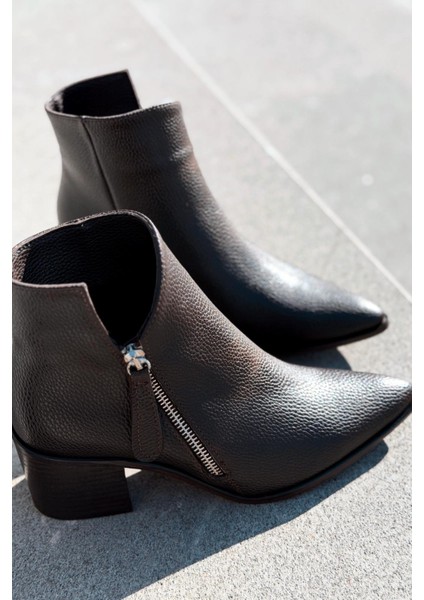 Mirno Kadın Kovboy Bot Siyah Desenli Mat Deri