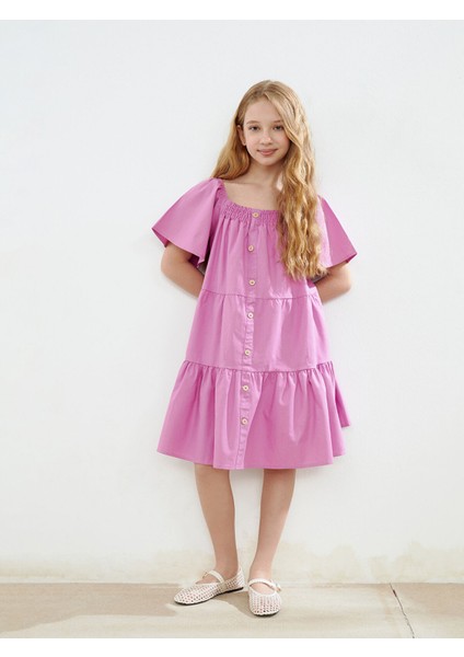 Yeni Sezon Kare Yaka Kız Çocuk Elbise fiyatları