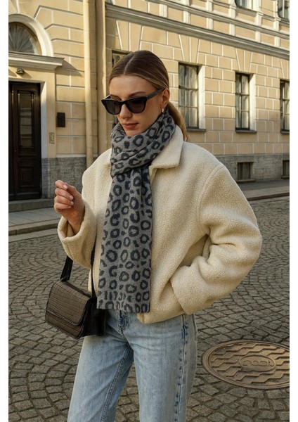 Kadın Leopar Desenli Çift Taraflı Triko Atkı fiyatları