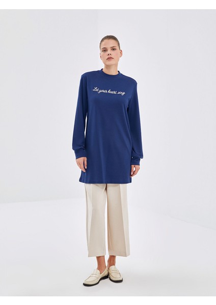 Yeni Sezon Bisiklet Yaka Nakışlı Kadın Tunik fiyatları