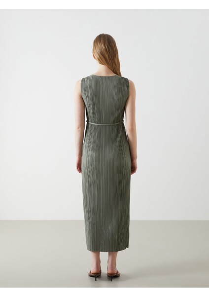 Yeni Sezon Bisiklet Yaka Dokulu Krinkle Elbise fırsatları