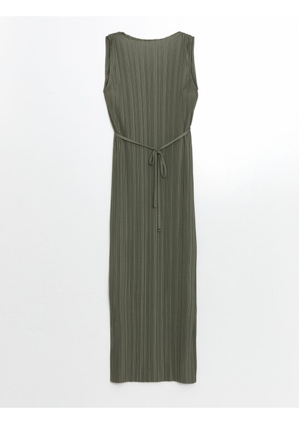 Yeni Sezon Bisiklet Yaka Dokulu Krinkle Elbise indirimleri