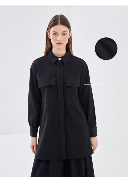 Yeni Sezon Dokulu Oversize Kadın Gömlek Tunik