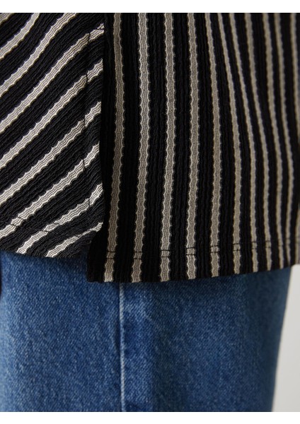 Yeni Sezon Bisiklet Yaka Çizgili Oversize Kadın Tunik modelleri