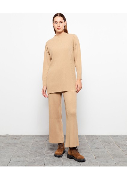 Yeni Sezon Bisiklet Yaka Düz Uzun Kollu Kadın Triko Tunik modelleri