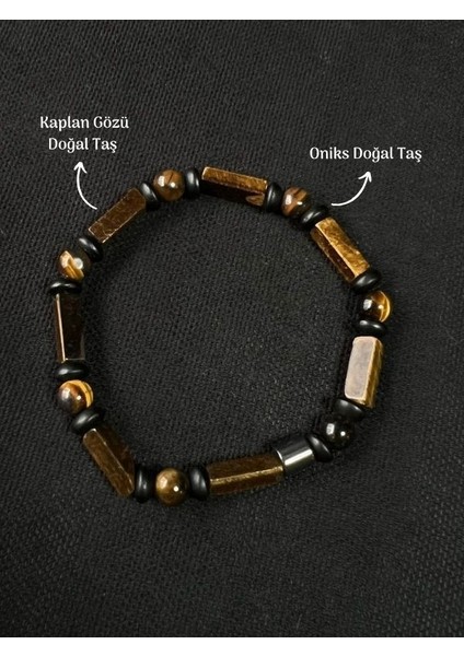 Yüksek Kalite Kaplan Gözü & Oniks Kombin Doğal Taş Bileklik Özel Tasarım fiyatları