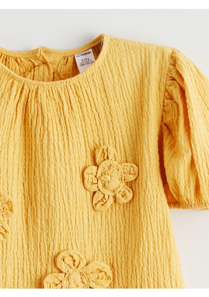 Yeni Sezon Bisiklet Yaka Çiçekli Kız Çocuk Elbise fiyatları