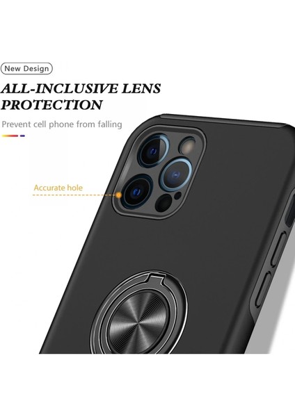 iPhone 12 Pro Kılıf Elit Yüzüklü Kapak - Siyah fırsatları