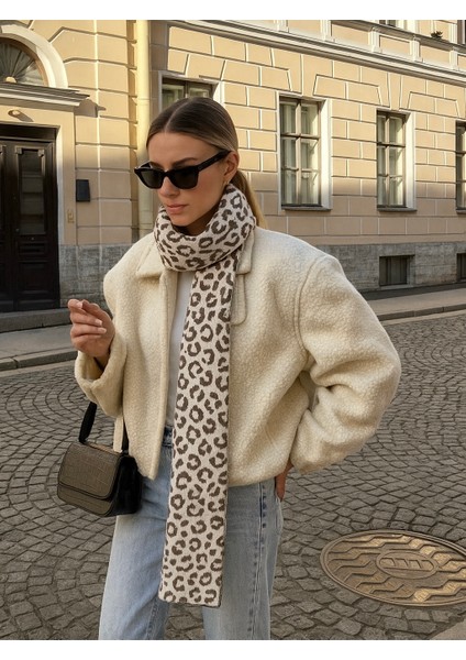 Kadın Leopar Desenli Çift Taraflı Triko Atkı fiyatları
