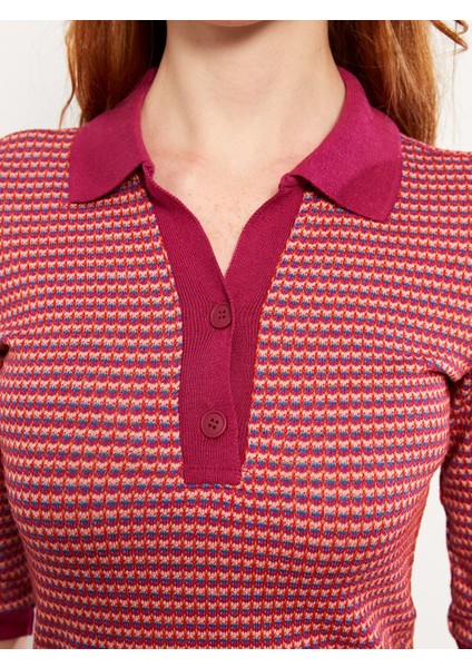 Yeni Sezon Polo Yaka Desenli Kadın Bodycon Elbise fırsatları