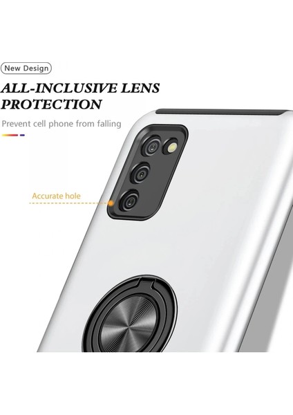 Samsung Galaxy A02S Kılıf Elit Yüzüklü Kapak - Gümüş fırsatları