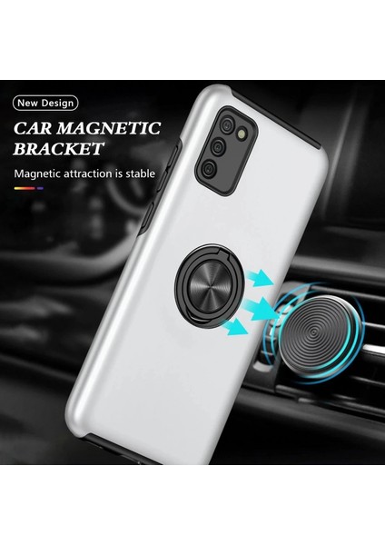 Samsung Galaxy A02S Kılıf Elit Yüzüklü Kapak - Gümüş indirimleri