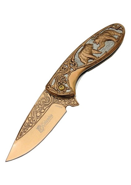 Kişiye Özel Isimli Columbia Isim Baskılı Ayılı Çakı FX-2510-B 20 cm Kutulu Paslanmaz Cep Çakı modelleri