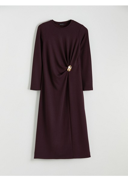 Yeni Sezon Bisiklet Yaka Büzgülü Elbise