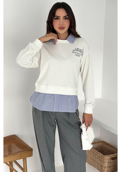 Kadın Gömlek Detaylı Baskılı Sweatshirt – Serene Layer fiyatları