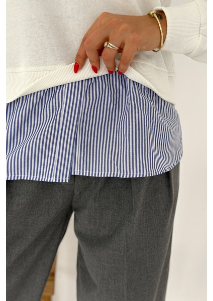 Kadın Gömlek Detaylı Baskılı Sweatshirt – Serene Layer