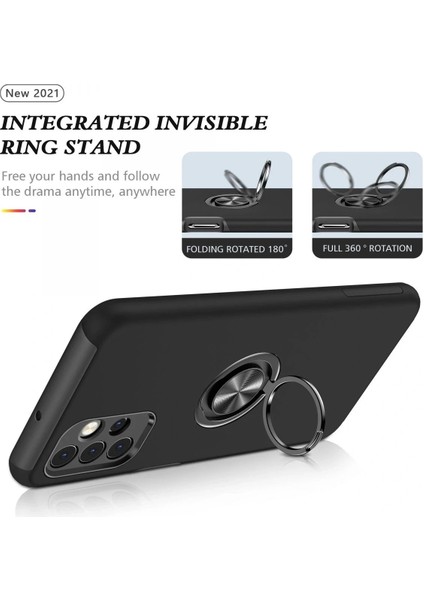Samsung Galaxy A72 Kılıf Elit Yüzüklü Kapak - Siyah modelleri