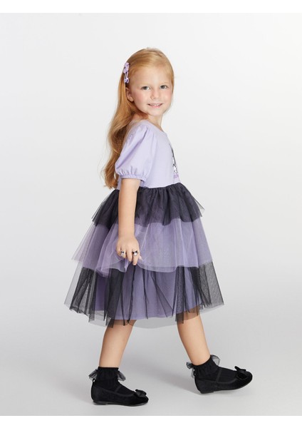 Yeni Sezon Balon Kollu Kuromi Baskılı Kız Çocuk Elbise fiyatları