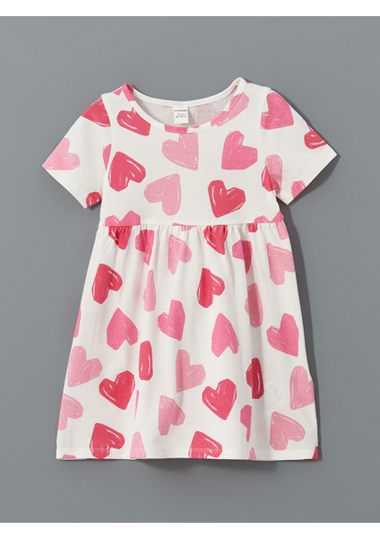 Yeni Sezon Bisiklet Yaka Baskılı Kız Çocuk Penye Elbise modelleri