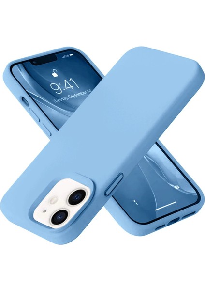 iPhone 12 Kılıf Nano Içi Kadife Silikon - MAVI-(5796) - M270K595-R22270