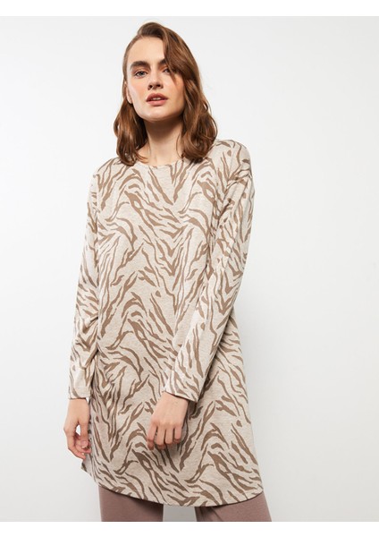 Yeni Sezon Bisiklet Yaka Desenli Uzun Kollu Kadın Tunik fiyatları