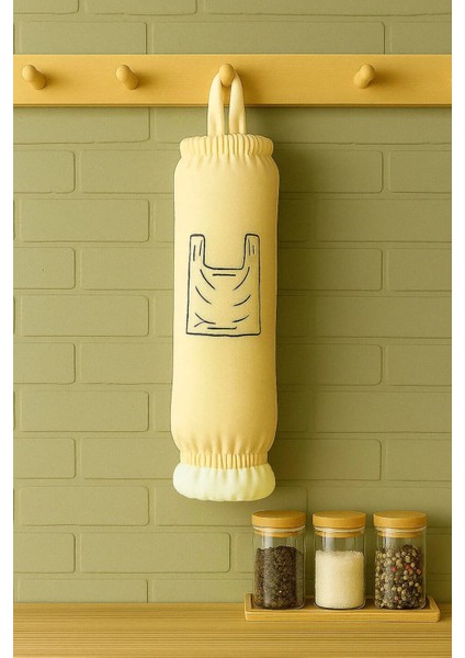 Poşetlik, Poşet Torbası – Alt Üst Lastikli Mutfak Poşet Düzenleyici, Poşet Organizeri Krem