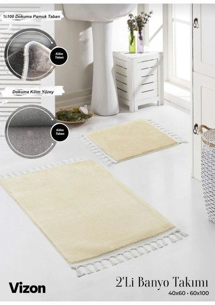 2'li Peluş Kaymaz Pamuk Tabanlı Klozet Takımı 40X60 ve 60X100 fiyatları