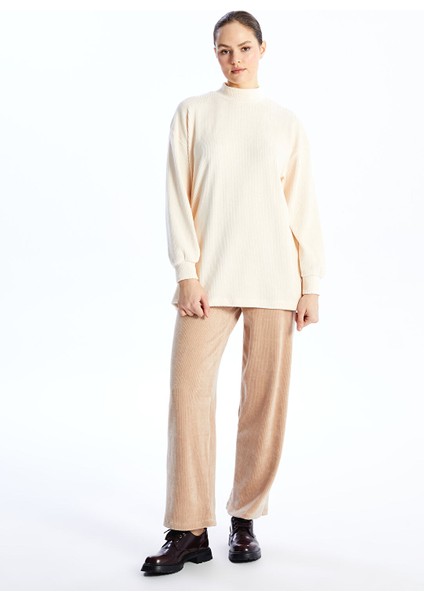 Yeni Sezon Yarım Balıkçı Yaka Düz Uzun Kollu Kadın Kadife Tunik modelleri