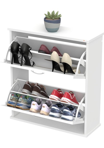 Umay Asma (72 Cm) Ayakkabılık 2 Düşer Kapaklı 4 Raflı (5 Farklı Renk Seçeneği)