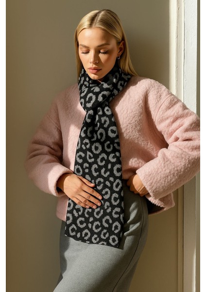 Kadın Leopar Desenli Çift Taraflı Triko Atkı fiyatları