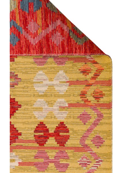Ürgüp 03 Red %100 Pamuk ile Üretilen Etnik Desenlere Sahip Yıkanabilir Çift Taraflı Ince Yıkanabilir Kilim modelleri