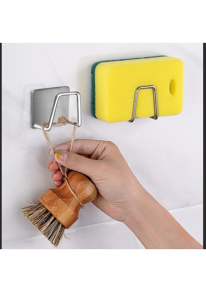 Vıvo Yapışkanlı Paslanmaz Çelik Bulaşık Sünger Tutucu Bulaşık Süngeri Tutacağı Askı 2 Adet W-1 modelleri