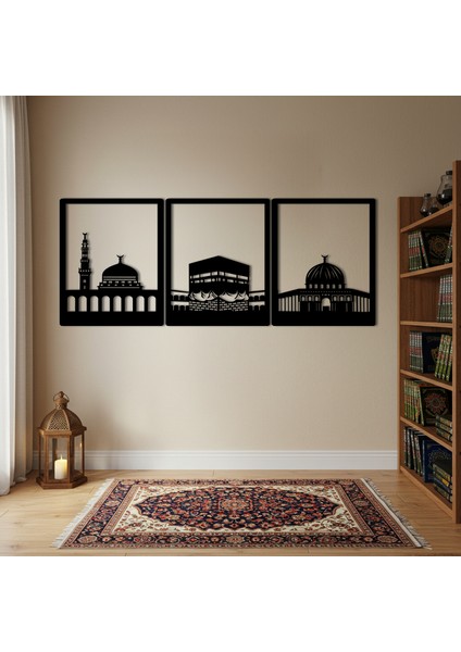 Üç Mescid Temalı Ahşap Duvar Tablosu