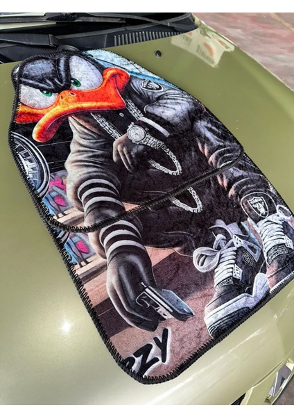 Gangster Tarzlı Daffy Duck (Bad Duck) Desenli Lüks Dijital Baskı Dekor Paspas fiyatları