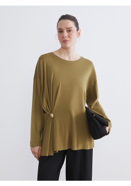 Yeni Sezon Bisiklet Yaka Büzgülü Kadın Tunik