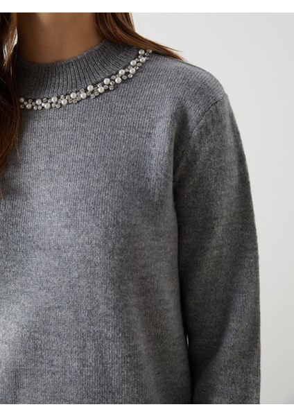 Yeni Sezon Bisiklet Yaka Taşlı Kadın Triko Tunik modelleri