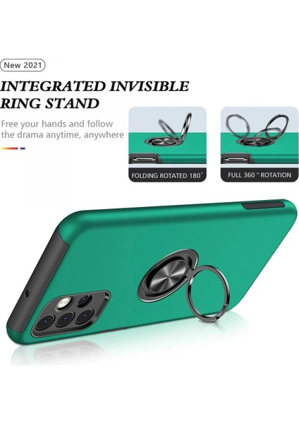 Samsung Galaxy A72 Kılıf Elit Yüzüklü Kapak - Yeşil modelleri