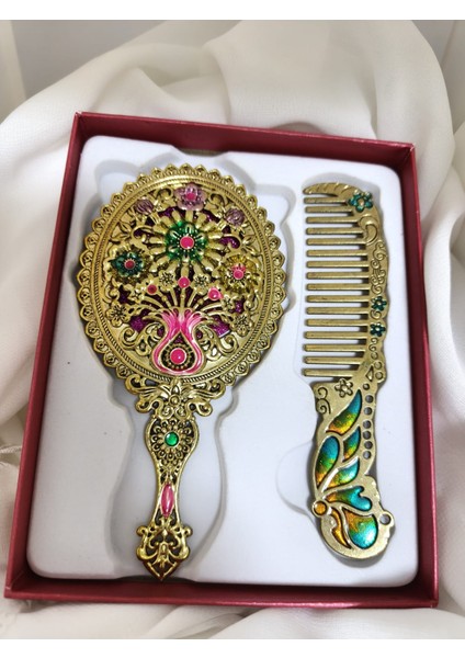 Lüks Vintage Metal Ayna & Tarak Setleri
