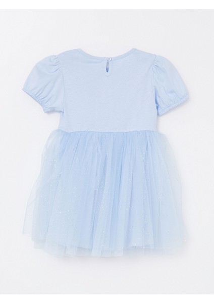 Yeni Sezon Bisiklet Yaka Kısa Kollu Elsa Baskılı Kız Bebek Elbise modelleri