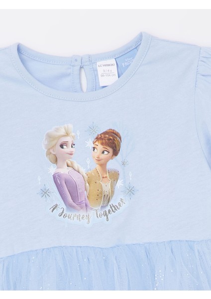 Yeni Sezon Bisiklet Yaka Kısa Kollu Elsa Baskılı Kız Bebek Elbise fiyatları