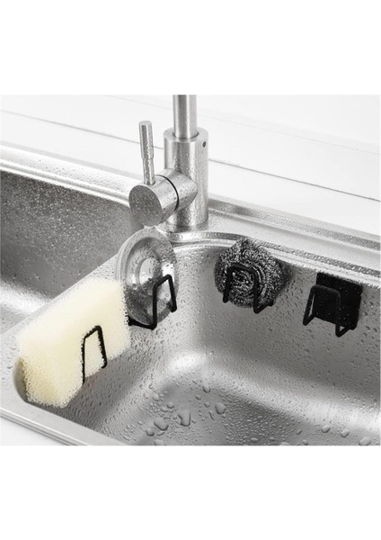 Vıvo 2 Adet Siyah Sünger Askılığı Evye Sünger'liği Banyo Mutfak Düzenleyici Musluk Yanı Sünger'lik W-1