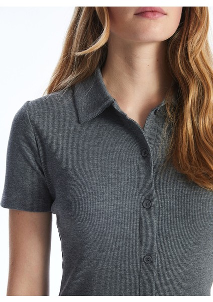 Yeni Sezon Polo Yaka Düz Kısa Kollu Kadın Bodycon Elbise modelleri