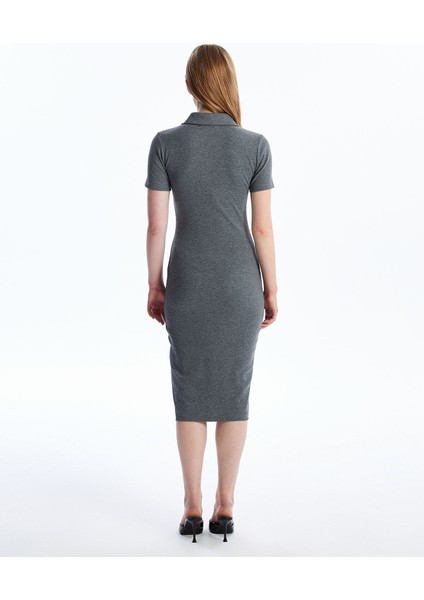 Yeni Sezon Polo Yaka Düz Kısa Kollu Kadın Bodycon Elbise fırsatları