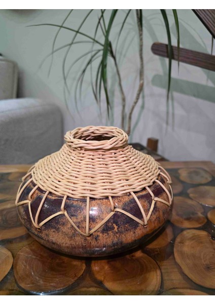 Bambu Ip Örgülü Bohem Dekoratif Obje