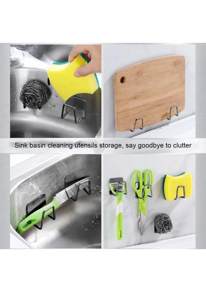 Vıvo Yapışkanlı Paslanmaz Çelik Bulaşık Sünger Tutucu Bulaşık Süngeri Tutacağı Askı 6 Adet W-1 modelleri